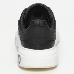 Sneakers logo in pelle nero e bianco suola 4 cm