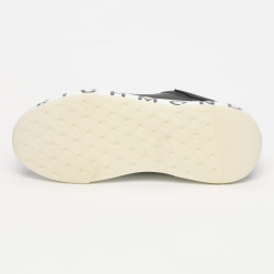 Sneakers logo in pelle nero e bianco suola 4 cm
