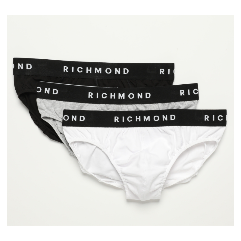 Slip uomo Richmond x3- 100% cotone nero/grigio/bianco