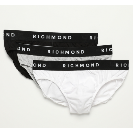 Slip uomo Richmond x3- 100% cotone nero/grigio/bianco