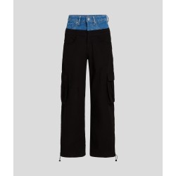 KLJ PANTALONI CARGO CON VITA IN DENIM