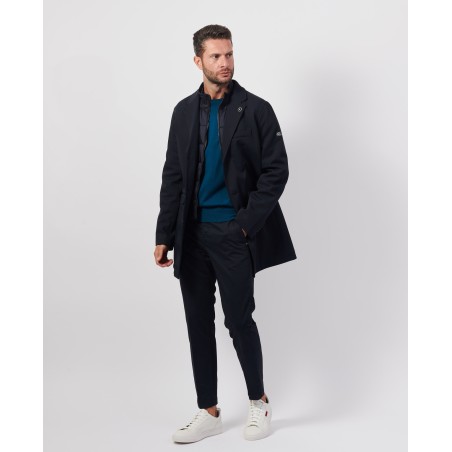 Cappotto uomo nero Yes Zee con gilet interno