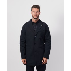 Cappotto uomo nero Yes Zee con gilet interno