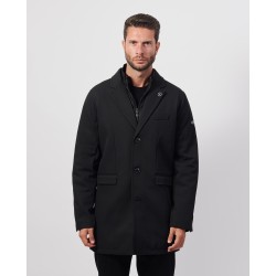 Cappotto uomo nero Yes Zee con gilet interno