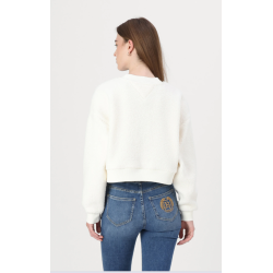 Felpa tommy oversize in sherpa donna ancient white