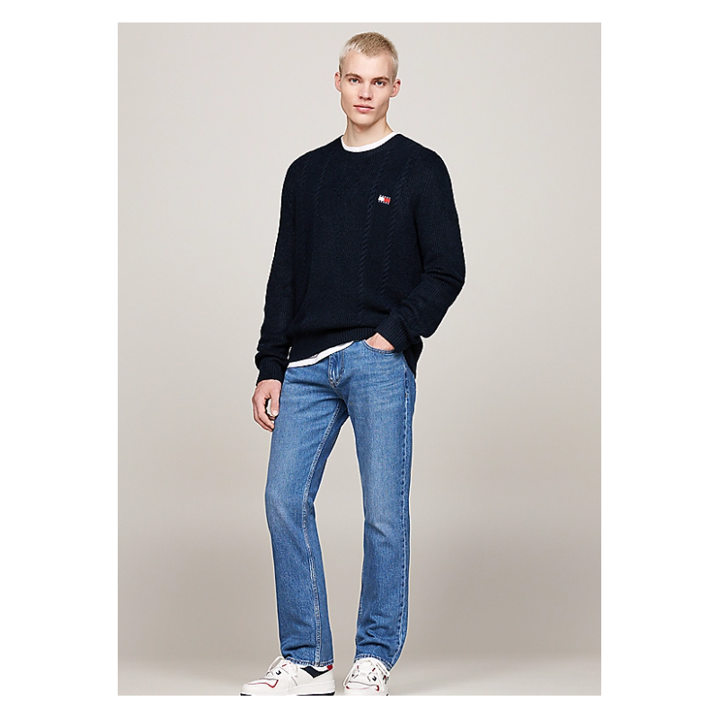 tommy hilfiger uomo Pullover slim fit in maglia intrecciata navy