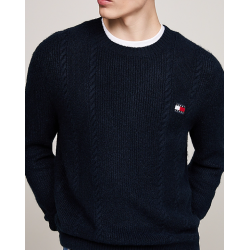 tommy hilfiger uomo Pullover slim fit in maglia intrecciata navy