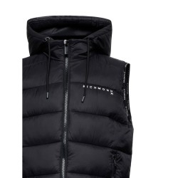 RICHMOND PADDED GILET con cappuccio JACKET  BLACK