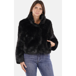 Giacca corta donna yes-zee in ecopelliccia-nero