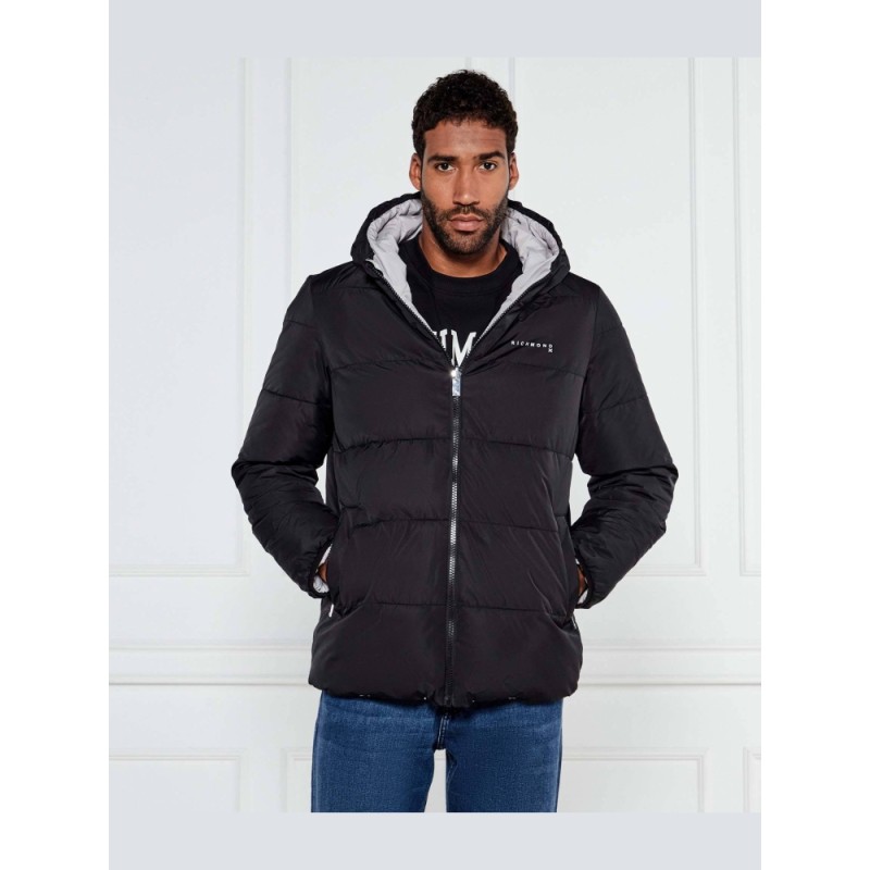 Richmond giubbotto nero uomo con cappuccio reversibile imbottito