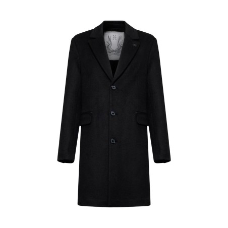 Cappotto Richmond nero monopetto con tasche a patta