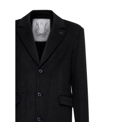Cappotto Richmond nero monopetto con tasche a patta
