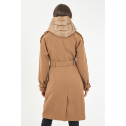 yeszee cappotto donna doppiopetto nero gilet staccabile