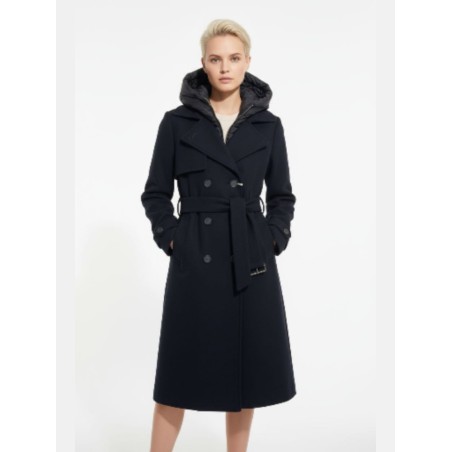 yeszee cappotto donna doppiopetto nero gilet staccabile