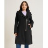 Cappotto lungo donna nero Markup con chiusura diagonale