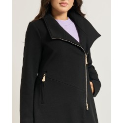 Cappotto lungo donna nero Markup con chiusura diagonale