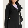 Cappotto lungo donna nero Markup con chiusura diagonale