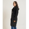 Cappotto lungo donna nero Markup con chiusura diagonale
