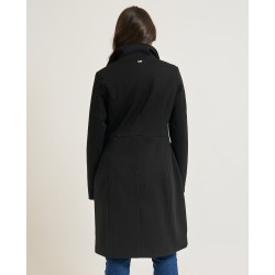 Cappotto lungo donna nero Markup con chiusura diagonale