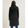 Cappotto lungo donna nero Markup con chiusura diagonale