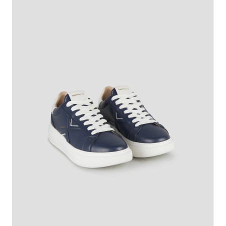 Sneaker Alexander Smith College Uomo in pelle blu e tallone bianco