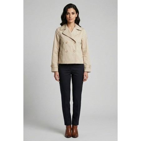 Markup trench corto doppiopetto in cotone beige MW1640018