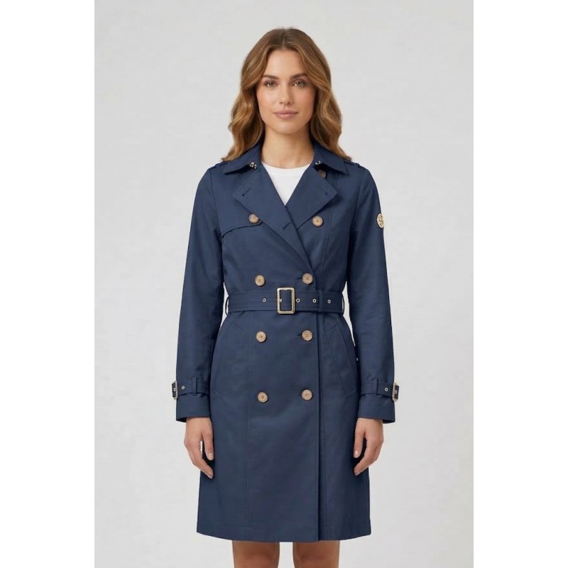 Trench in cotone doppiopetto blu