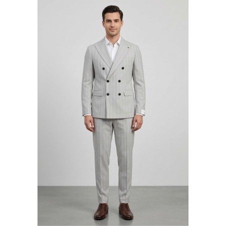 Markup abito gessato in misto lino e cotone grey