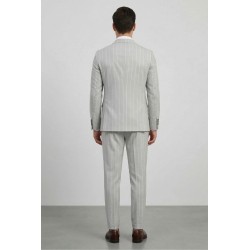 Markup abito gessato in misto lino e cotone grey