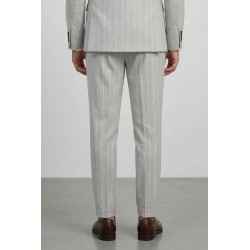 Markup abito gessato in misto lino e cotone grey