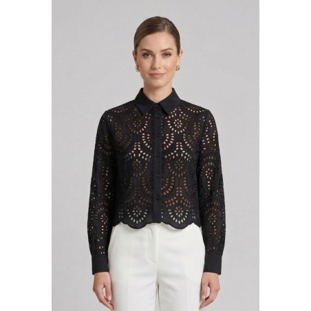 Markup camicia cropped in pizzo sangallo MW1630014